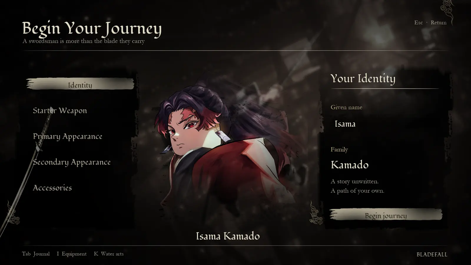 Character creation: Begin your journey